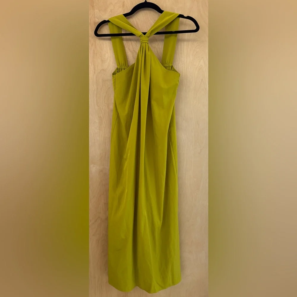 Commense Olive Green Twist-Neck Midi Dress - Picture 10 of 14